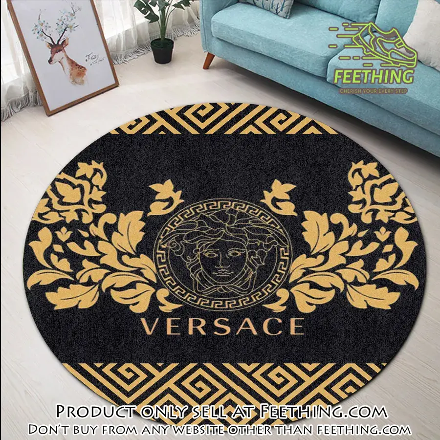 Versace medusa pattern luxury brand round rug carpet home decor ft4405522